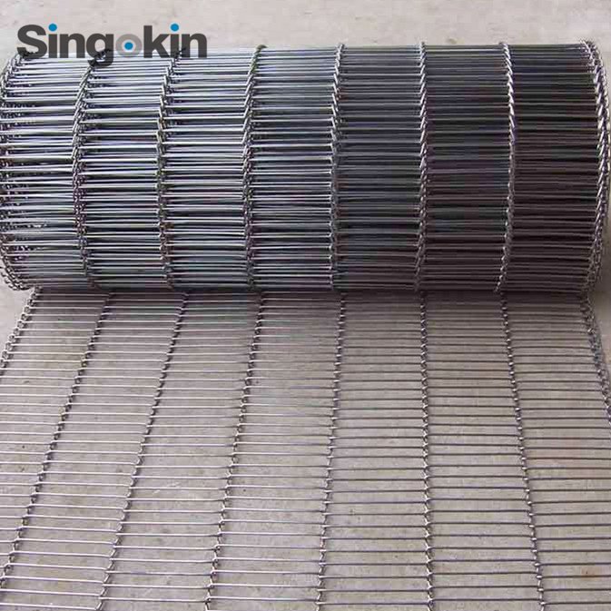 SS304 316 chocolate chain link stainless steel wire mesh flex ladder conveyor belt for bread factory