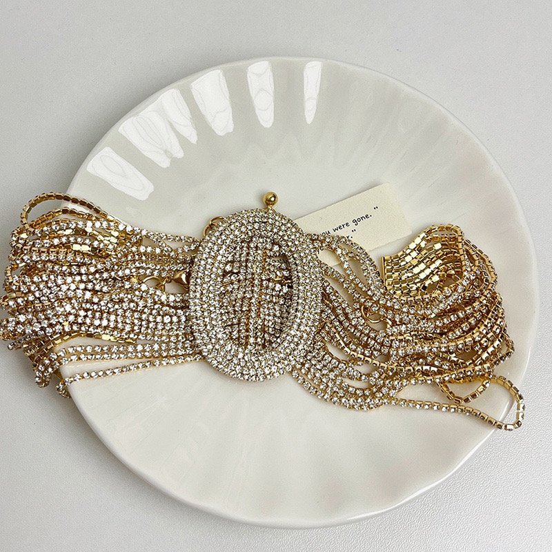 18k Italian Wholesale Jewellery Alibabas Gift Woman Elegant fashion jewelry party diamond iced out luxury belt chocker necklace