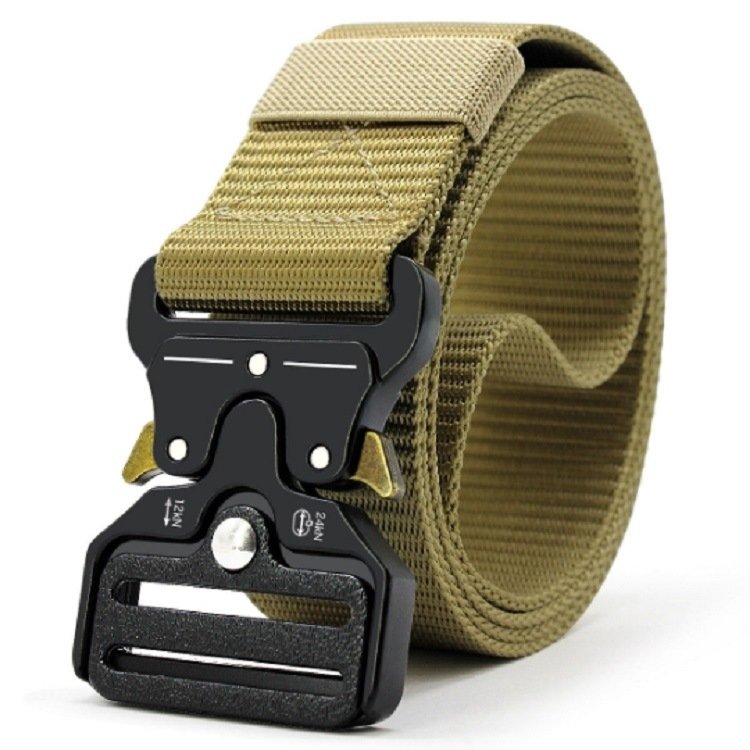 Men's Fashionable Style Tactical Belt Outdoor Sports Leisure Canvas Belt with Multifunctional Alloy Buckle Nylon Webbing