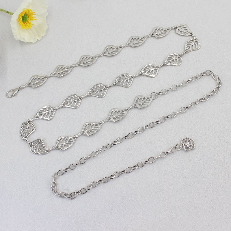 New Ladies Fashion Accessories Luxury Designer High Quality Silver Metal Thick Chain Waist Belts for Women