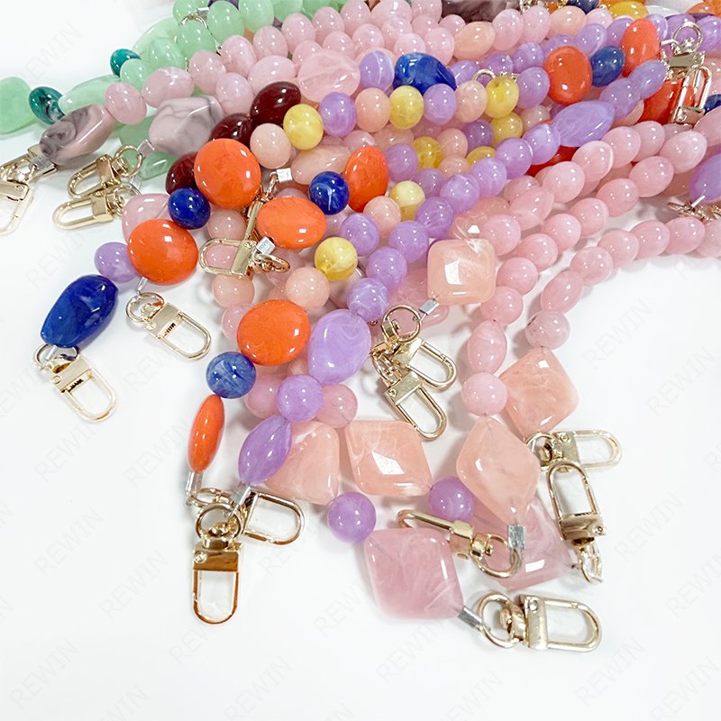 REWIN Fancy Pink Resin Plastic Bead Bag Handle Strap Extension Chain Belt for Handbag Purse Decoration Accessories
