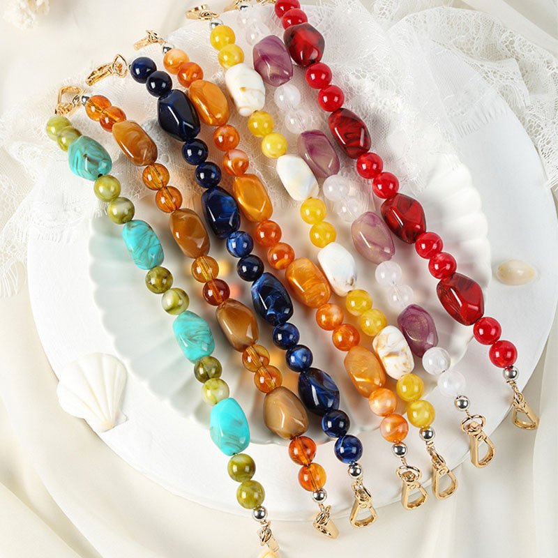REWIN Fancy Pink Resin Plastic Bead Bag Handle Strap Extension Chain Belt for Handbag Purse Decoration Accessories