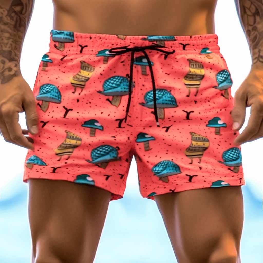 Drawstring Waist Swim Trunks Beach Swimwear Board Shorts Men's Swimming Shorts Beachwear With Pockets