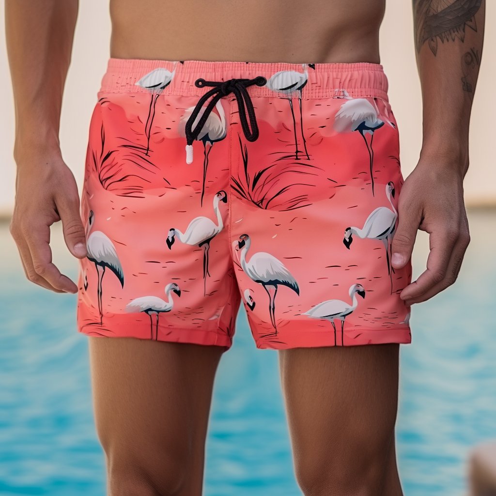 Drawstring Waist Swim Trunks Beach Swimwear Board Shorts Men's Swimming Shorts Beachwear With Pockets