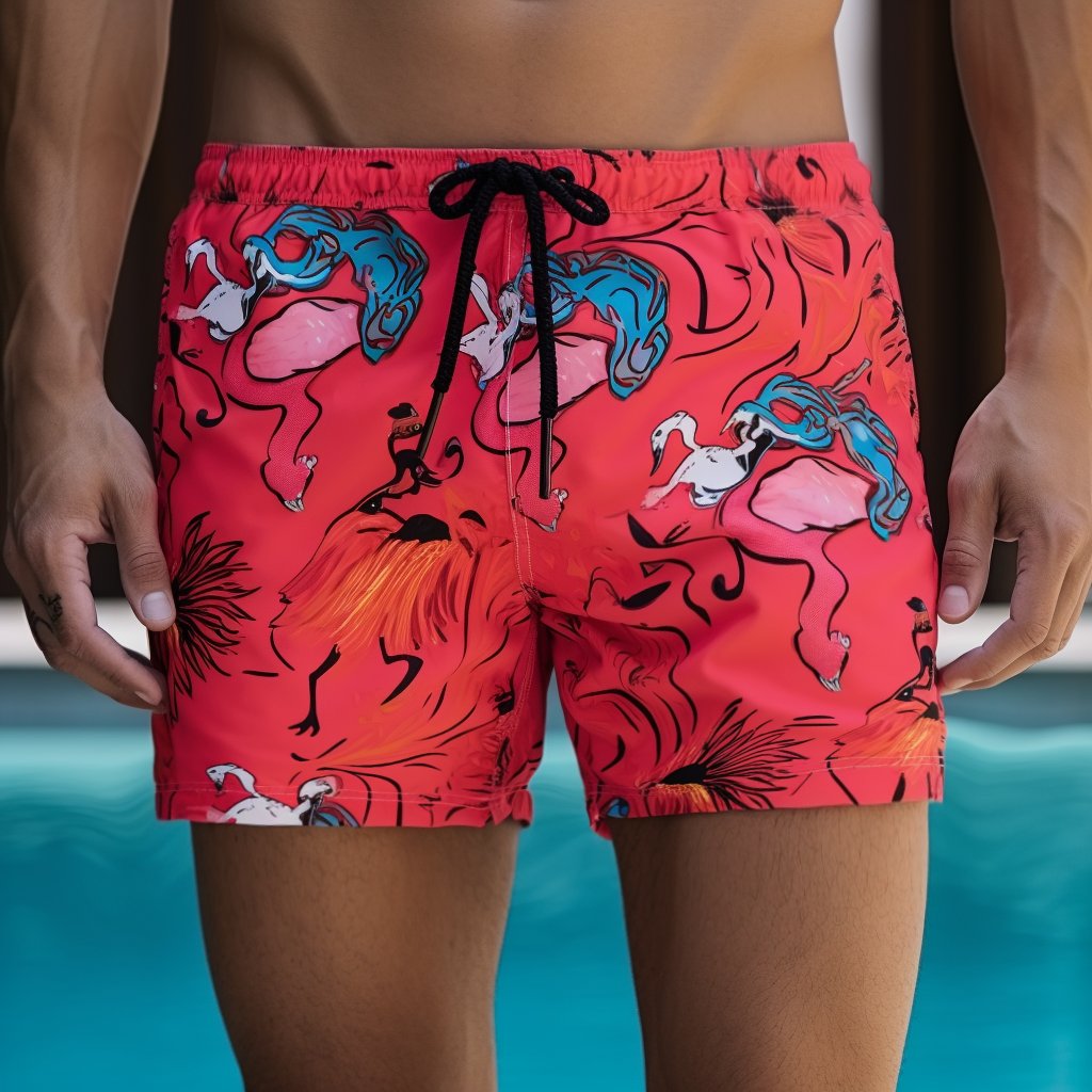 Drawstring Waist Swim Trunks Beach Swimwear Board Shorts Men's Swimming Shorts Beachwear With Pockets
