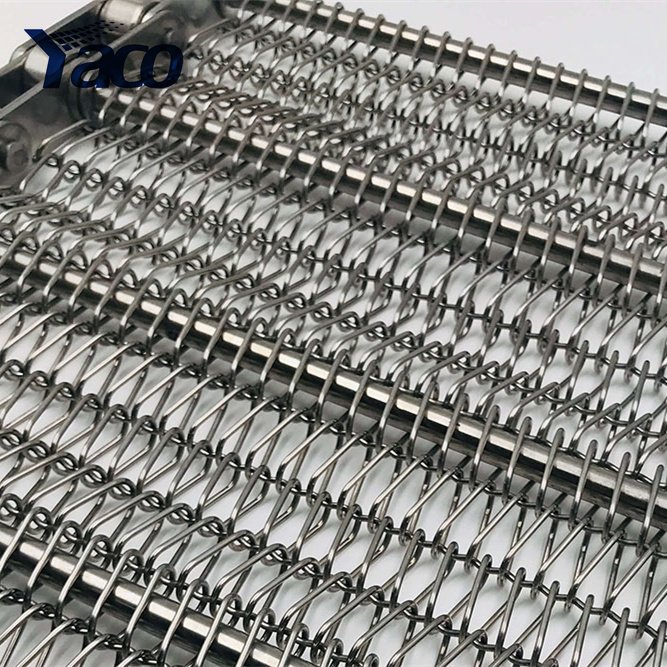 anping stainless steel spiral wire gird fabric metal wire mesh chain link mesh conveyor belt