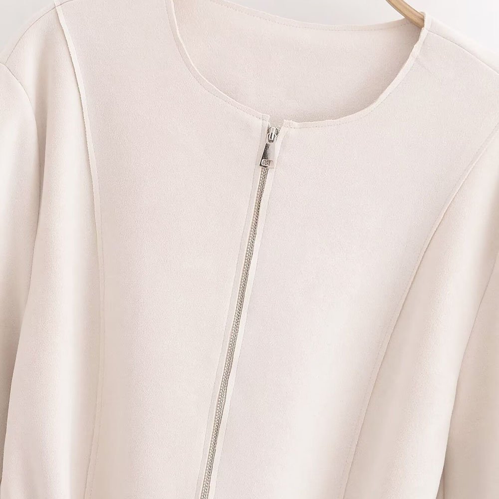 PB&ZA Women 2024 Autumn New Chic Fashion Short skirt suede Coat Vintage Long Sleeve Female Outerwear Chic Overshirt