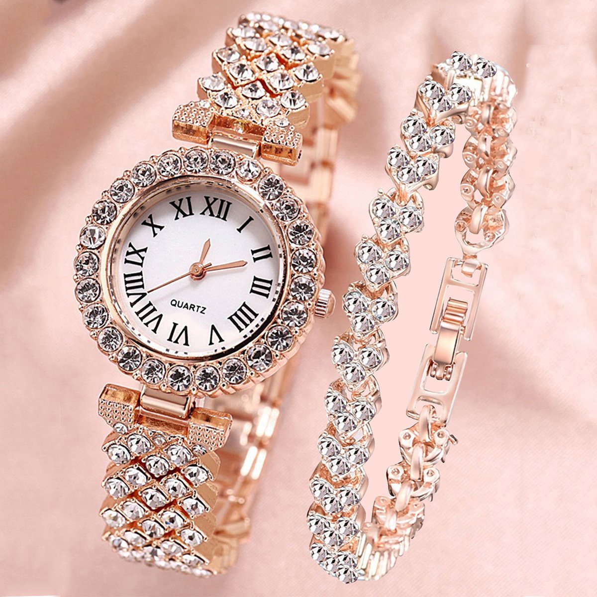 2Pcs Set Women's Bangle and Bracelet ladies watch with bracelets Set
