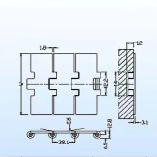 SS812-K600 Stainless Steel Slat Top Chain and metal sprocket For Conveyor system