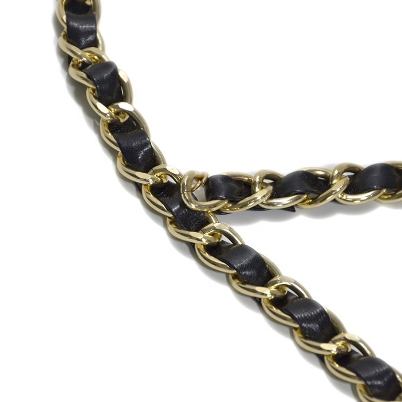 Metal braided thin chain belt with ribbon for lady