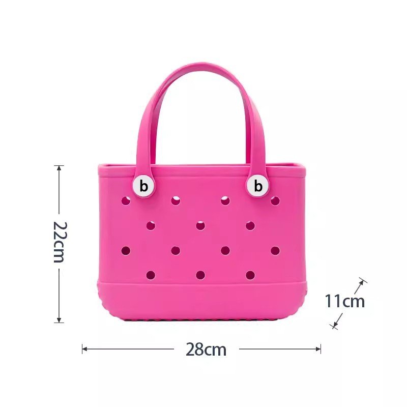Wholesale Custom Small Eva Silicone Checkered Shopping Basket Summer Beach Croc Tote Handbags Borsa Croc Bogg Bags
