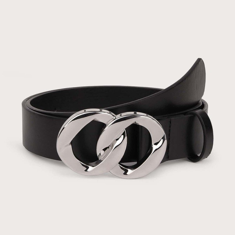 Ladies Double Loop Metal Chain Buckle Head Belt Fashion Custom Design Belt Women Belts