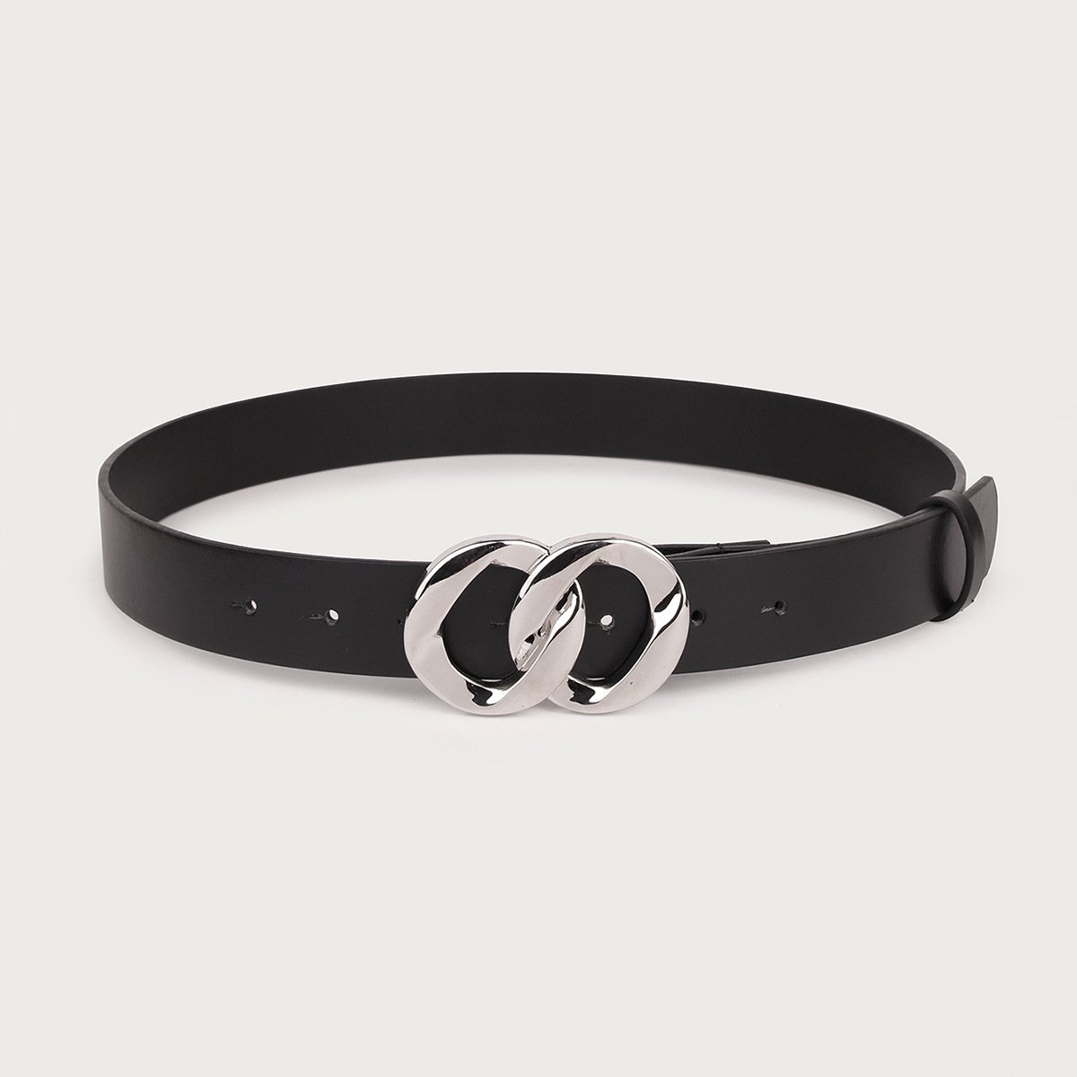 Ladies Double Loop Metal Chain Buckle Head Belt Fashion Custom Design Belt Women Belts