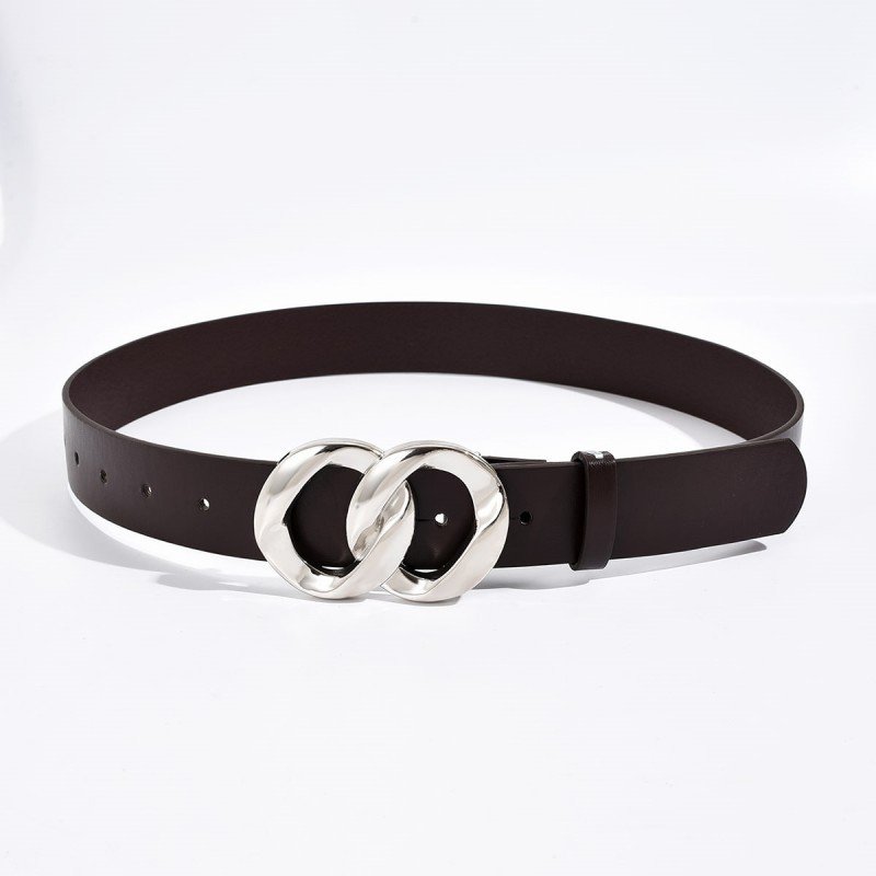 Ladies Double Loop Metal Chain Buckle Head Belt Fashion Custom Design Belt Women Belts