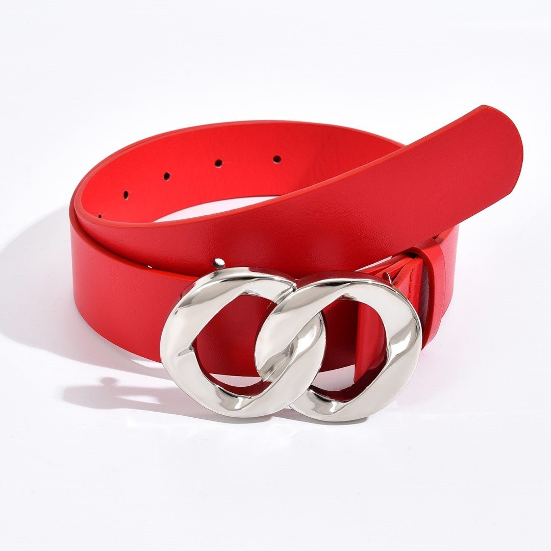 Ladies Double Loop Metal Chain Buckle Head Belt Fashion Custom Design Belt Women Belts