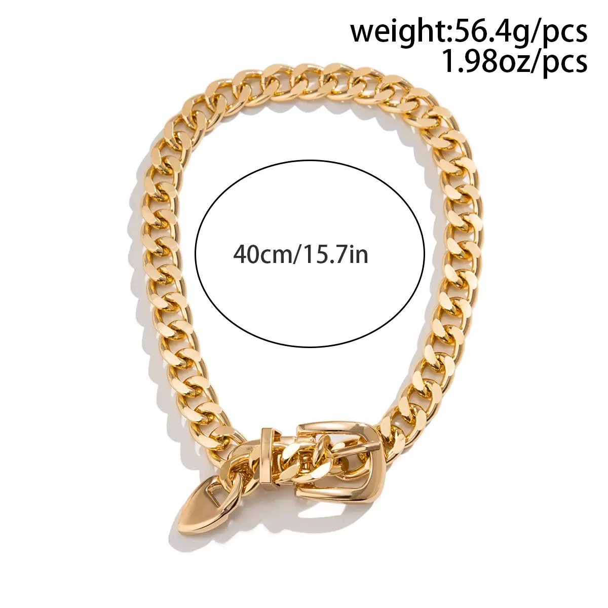SHIXIN 2022 New Fashion Necklace Hip Hop Simple Design Belt Buckle Chain Collarbone Choker Retro Cool Style Personality Necklace