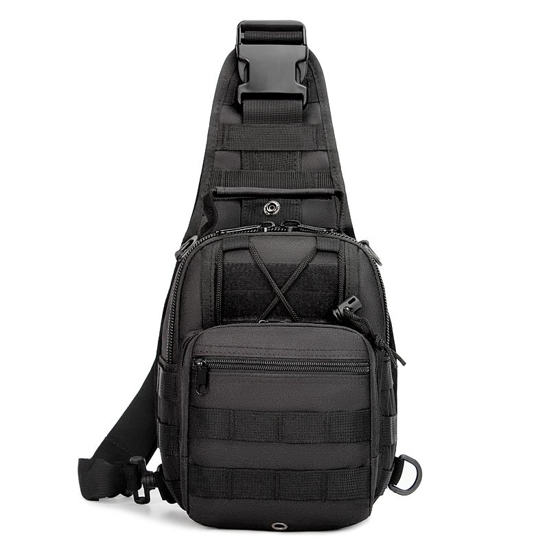 JSH Leather Chest Bag Customizable Molle Tactical Waist Single Shoulder Pack Sling Bag Running Belt Pouch Waist Bag