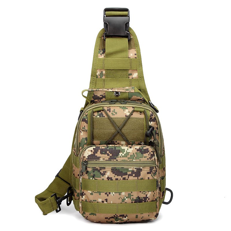 JSH Leather Chest Bag Customizable Molle Tactical Waist Single Shoulder Pack Sling Bag Running Belt Pouch Waist Bag