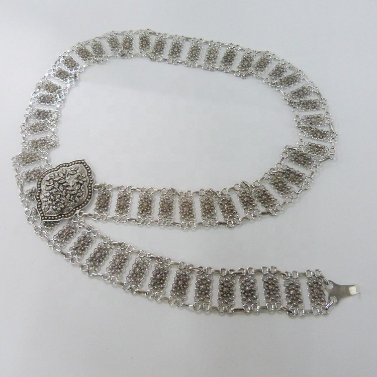New Silver chain belt women fashion Beautiful flower style Belt