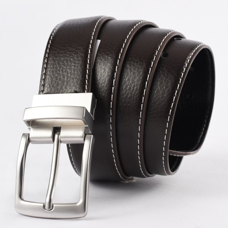 New arrival Men's Casual Fashion Business Belt Genuine Leather Cowhide Extended Simple Design with Rotating Pin Buckle belt