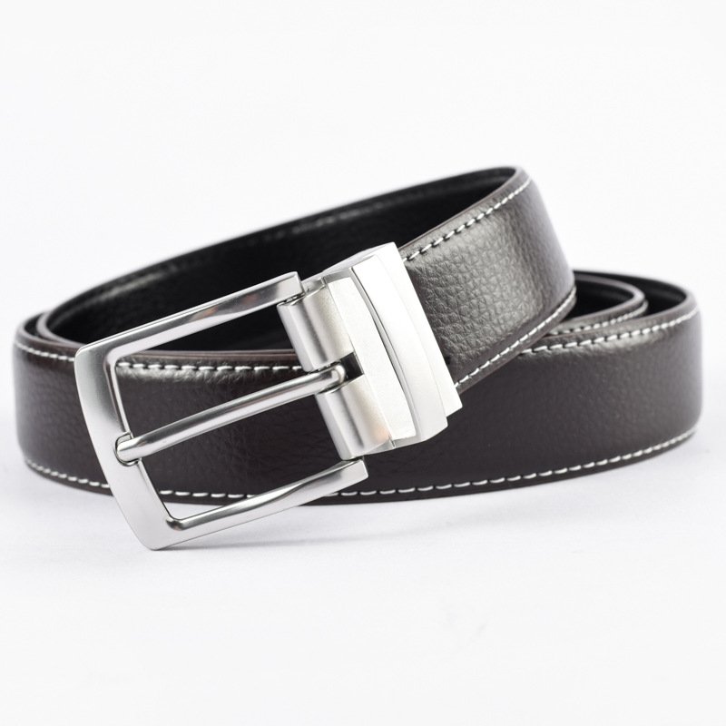 New arrival Men's Casual Fashion Business Belt Genuine Leather Cowhide Extended Simple Design with Rotating Pin Buckle belt