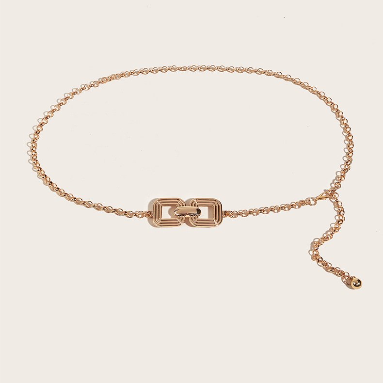 Newest Fashion Girls Adjustable Metal Waist Gold Plated Decoration Chain Belt for Dresses