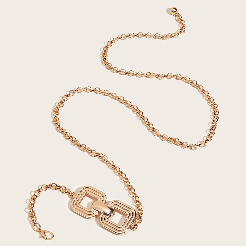 Newest Fashion Girls Adjustable Metal Waist Gold Plated Decoration Chain Belt for Dresses