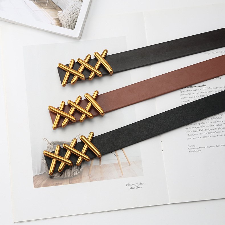 Women's Wide Pu Leather Belt Faux Leather Belt With Gold Buckle