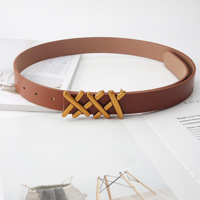 Women's Wide Pu Leather Belt Faux Leather Belt With Gold Buckle