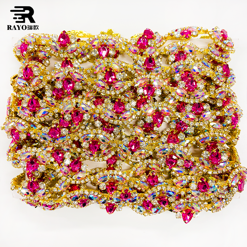 10 Yards Jewelry Rhinestone Cup Chain Trimming Sew On Decorative Applique For T-shirts Evening Dress Bags Women's Shoe