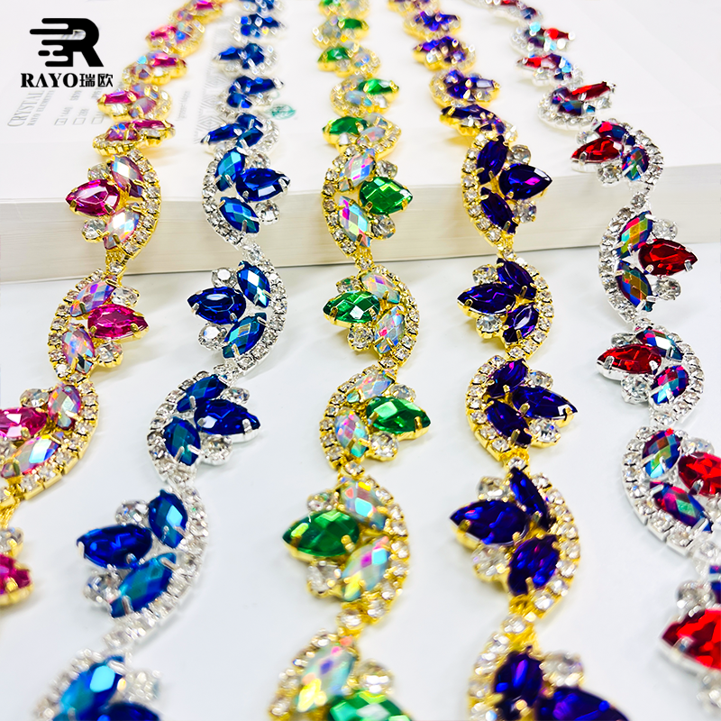 10 Yards Jewelry Rhinestone Cup Chain Trimming Sew On Decorative Applique For T-shirts Evening Dress Bags Women's Shoe
