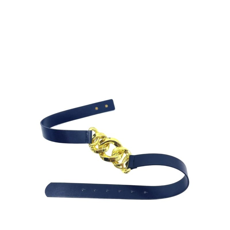 Western Designer Belts Black Chunky Chain Buckle PU Belts for Women