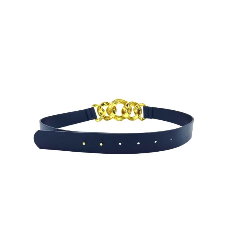 Western Designer Belts Black Chunky Chain Buckle PU Belts for Women