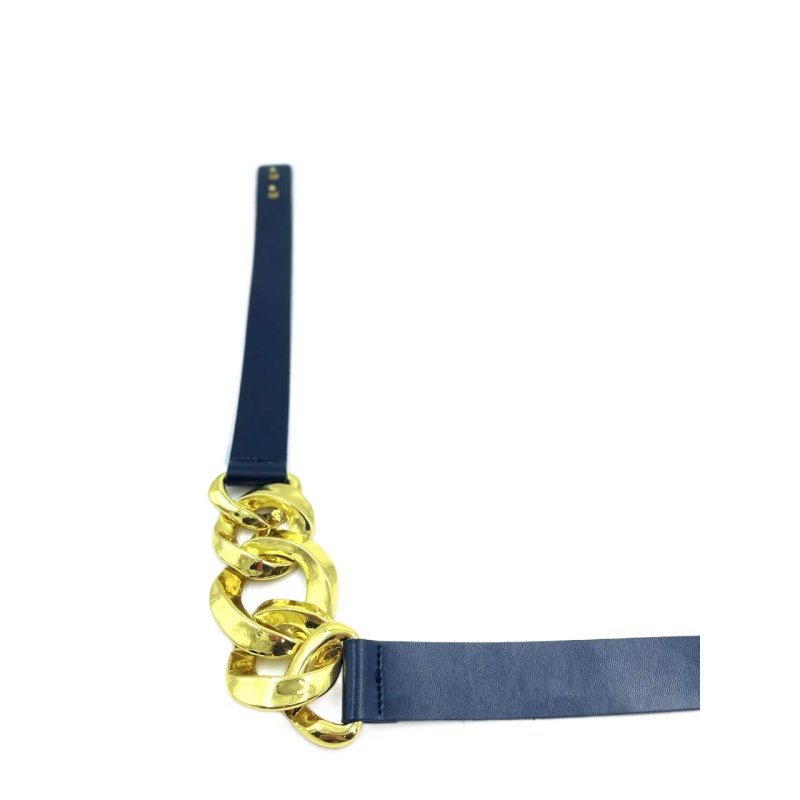 Western Designer Belts Black Chunky Chain Buckle PU Belts for Women