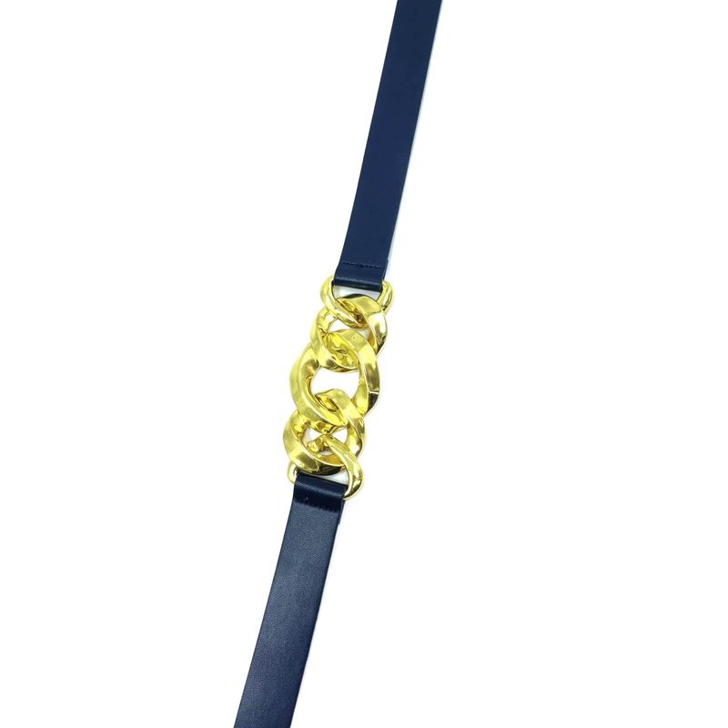 Western Designer Belts Black Chunky Chain Buckle PU Belts for Women