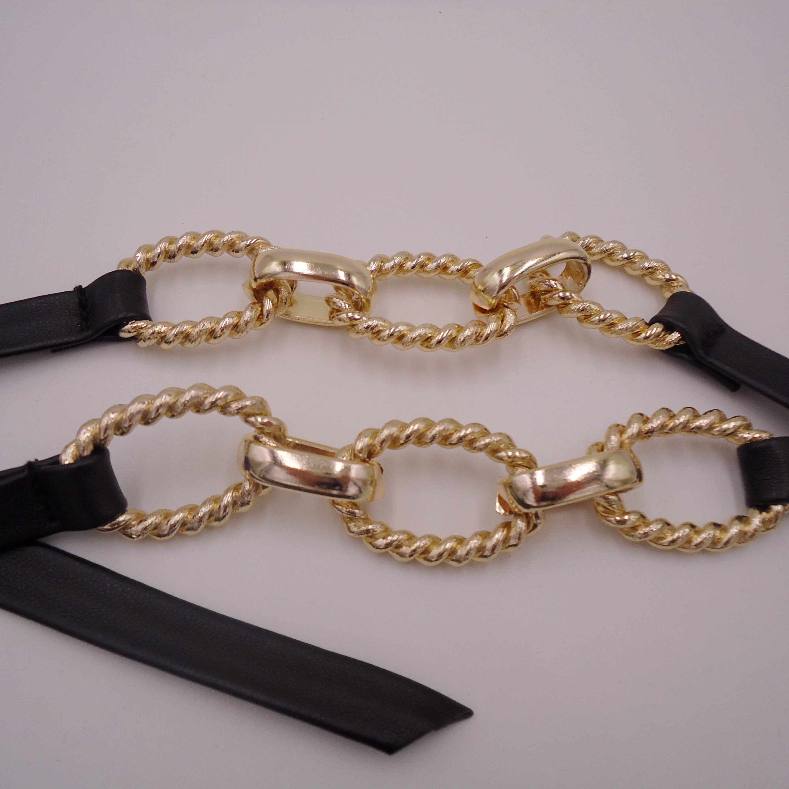 custom design metal gold ladies waist chain belt with pu