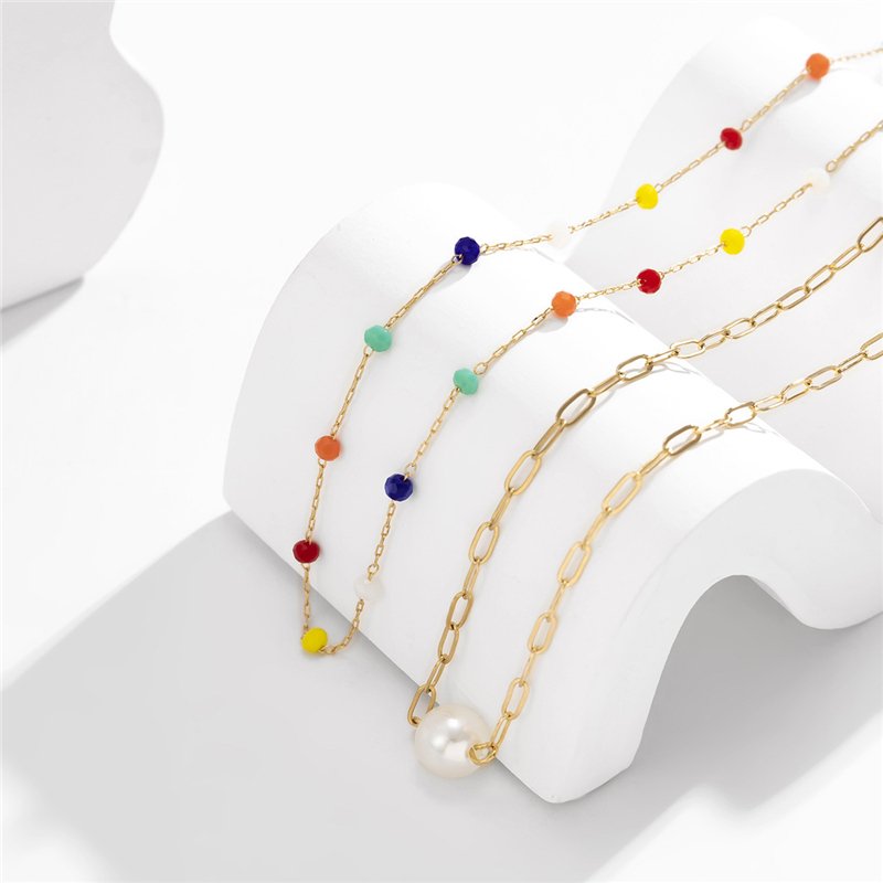 18k Gold Plated Stainless Steel Water Proof Jewelry Bead Glasses Pearl Bikini Waist Belt Belly Body Chain for Women Belly chain