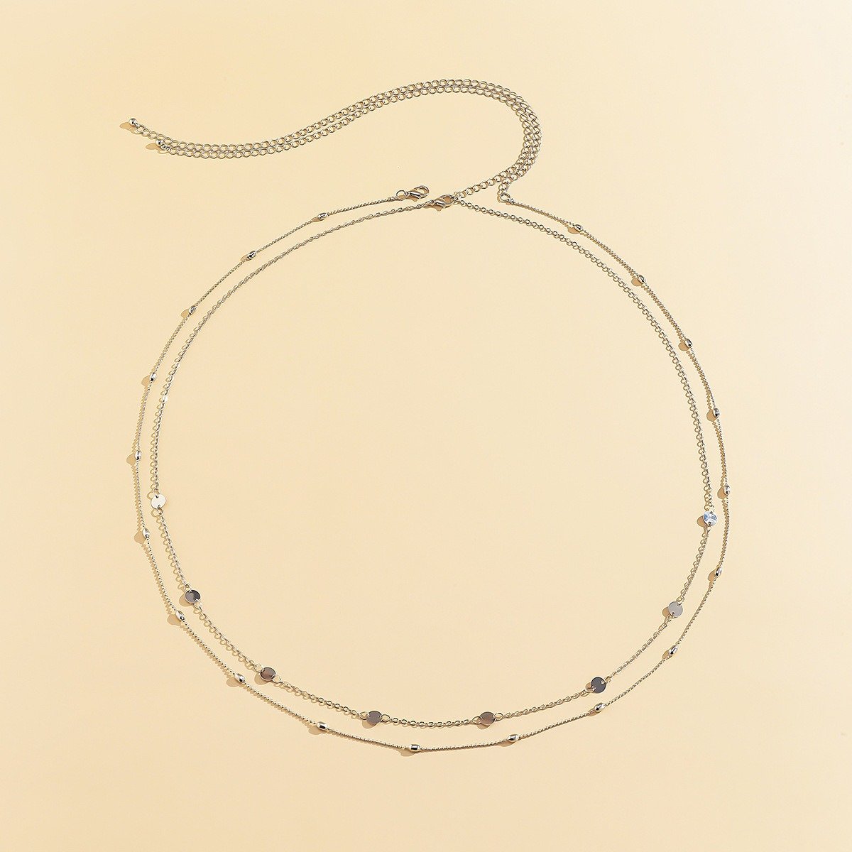 Popular Design Sexy Vintage Double-Deck Summer Beach Metal Waist Chain Fashion Jewelry Body Chain