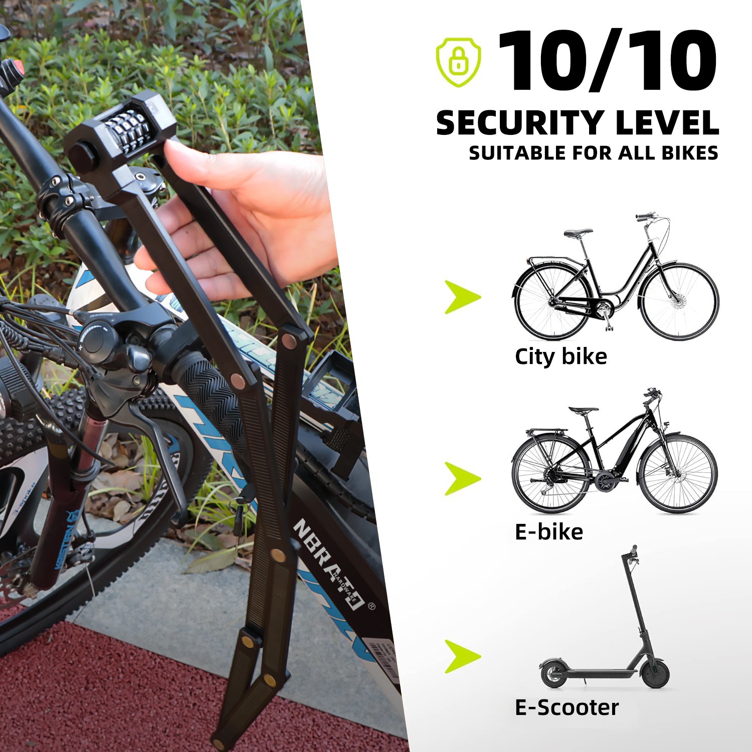 120cm Alloy Steel High Security Motorcycle Heavy Duty keyed bracket Folding Guard anti-theft Bike Chain Lock