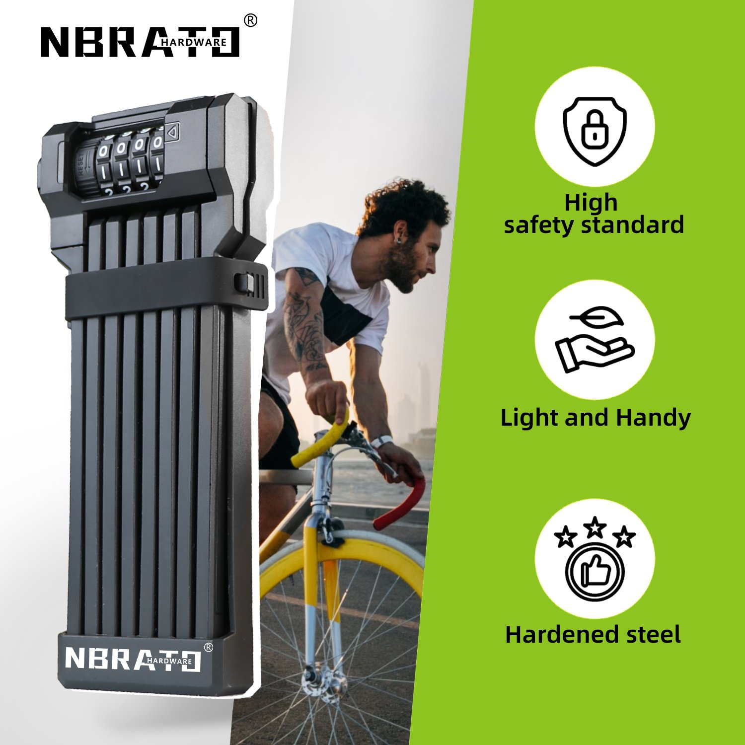 120cm Alloy Steel High Security Motorcycle Heavy Duty keyed bracket Folding Guard anti-theft Bike Chain Lock