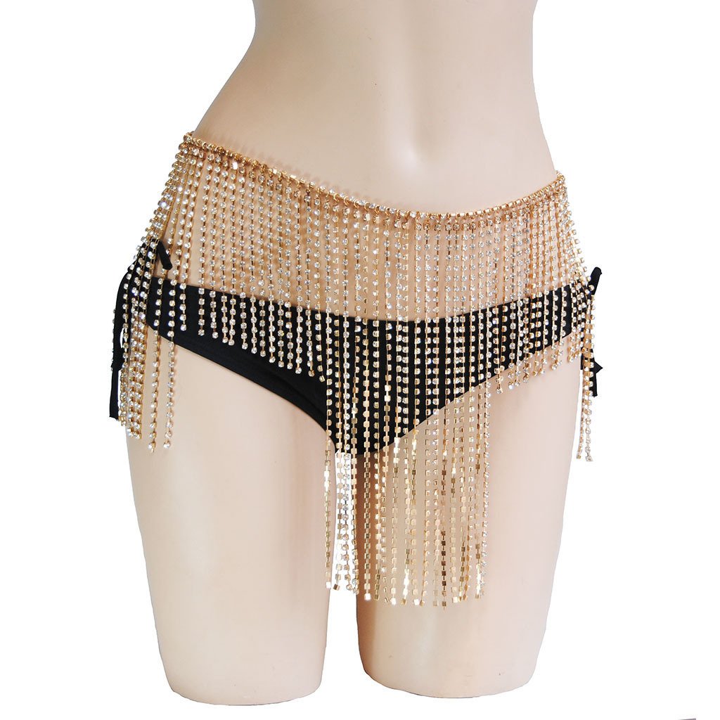 Shiny Full Rhinestones Mini Skirts Long Tassel Crystal Diamonds Patchwork Sexy Bikini Women Waist Belt belly Body Chain Jewelry