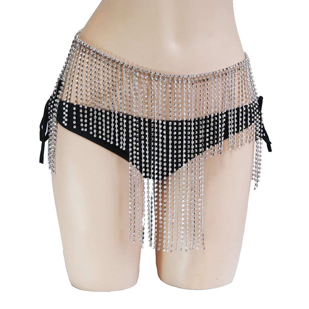 Shiny Full Rhinestones Mini Skirts Long Tassel Crystal Diamonds Patchwork Sexy Bikini Women Waist Belt belly Body Chain Jewelry