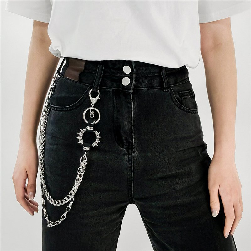 Hot Sale Leather Jeans Chain Metal Rivets Street Cool Alloy Spike Chain Punk Pants Waist Chain