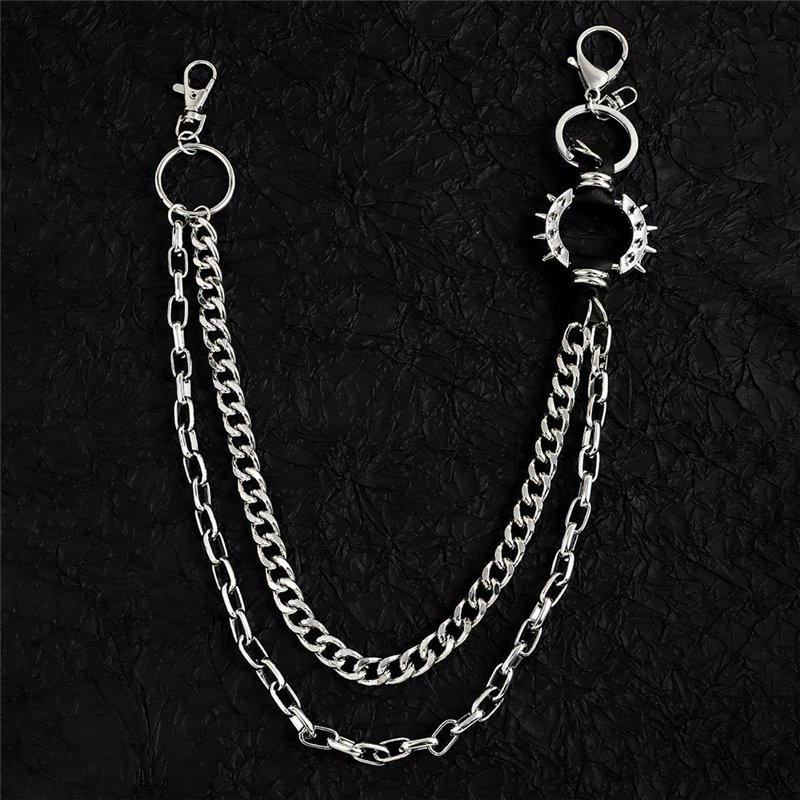Hot Sale Leather Jeans Chain Metal Rivets Street Cool Alloy Spike Chain Punk Pants Waist Chain