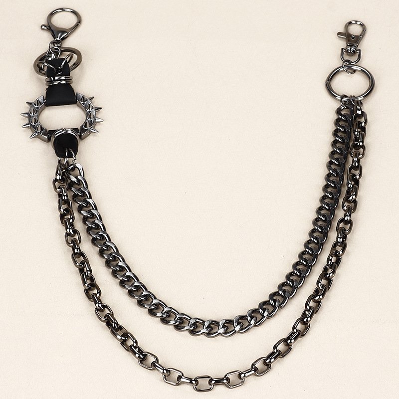Hot Sale Leather Jeans Chain Metal Rivets Street Cool Alloy Spike Chain Punk Pants Waist Chain