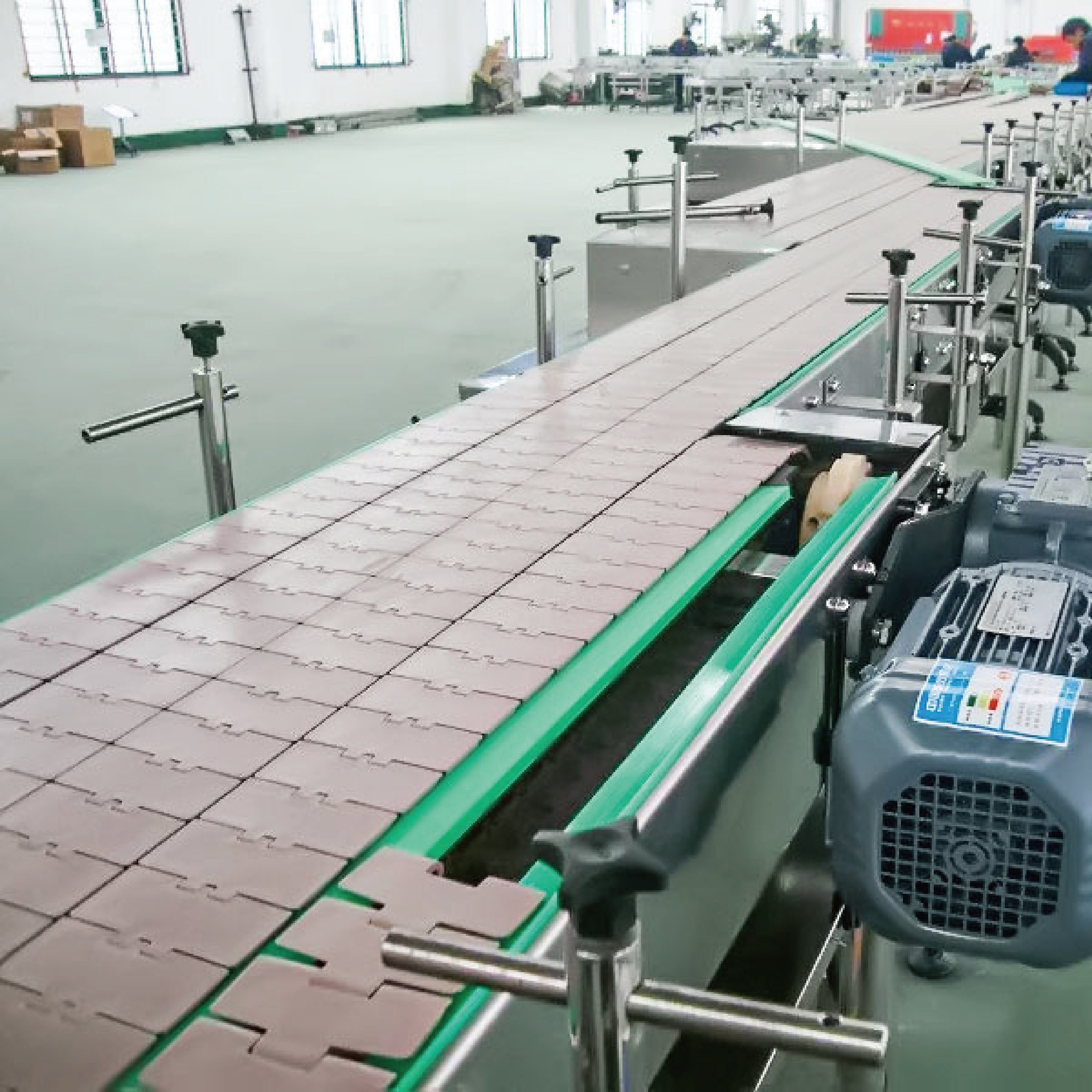 820-K250 Beverage Industry Table Top Chain Conveyor Plastic and POM Straight Line conveyor components