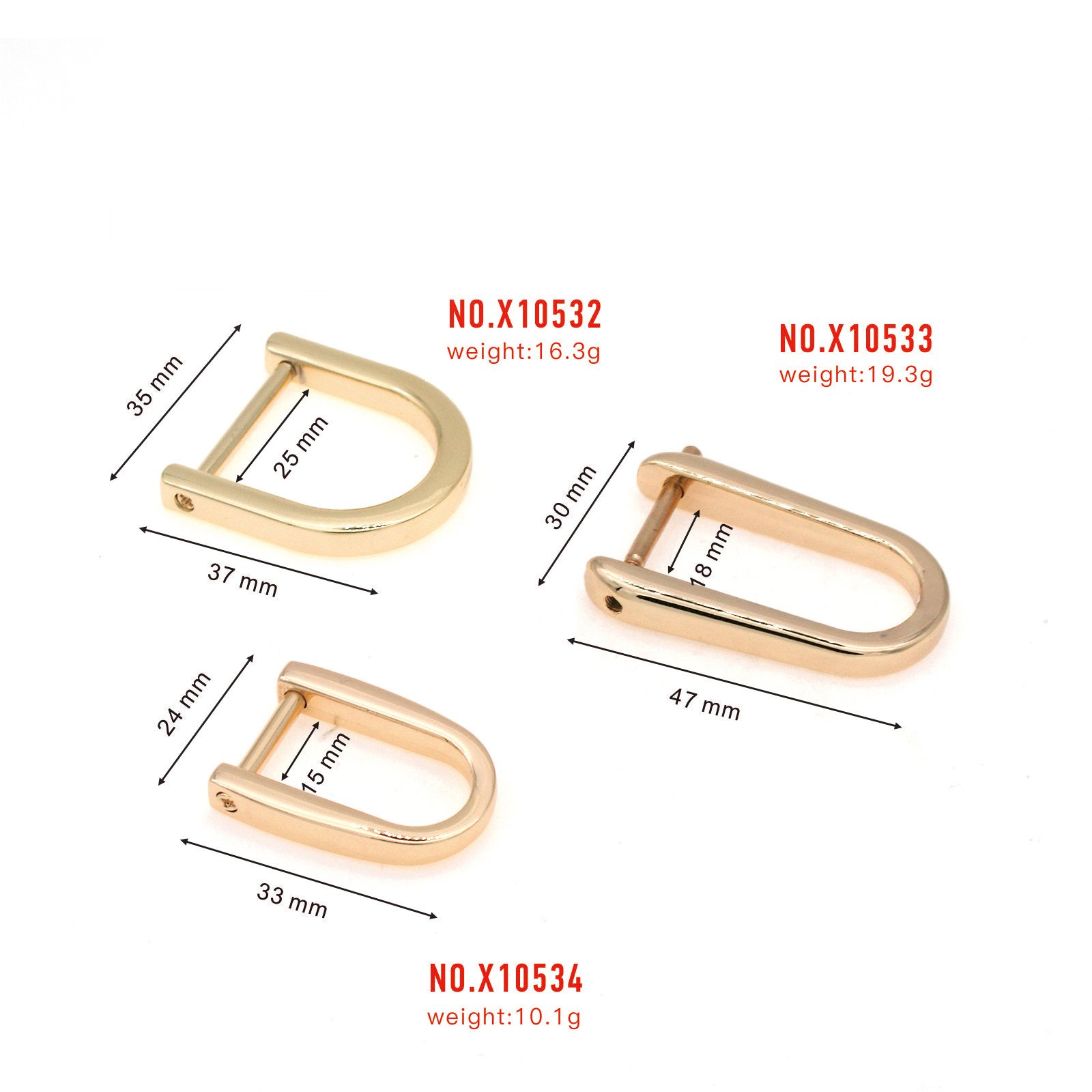 Wholesale Different Size Nickel Plated High Quality Custom Logo Metal Hardware D Ring for Handbag