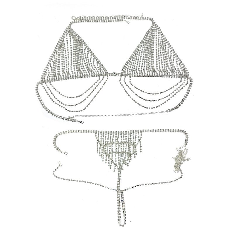 chain women's beach chain fun Bikini Shiny rhinestone chest and body chain