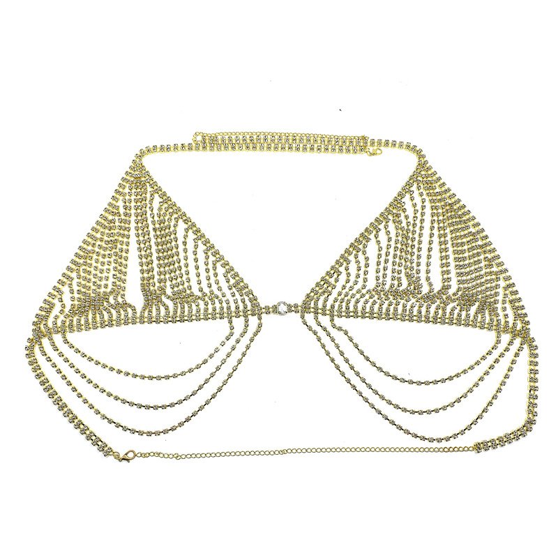 chain women's beach chain fun Bikini Shiny rhinestone chest and body chain