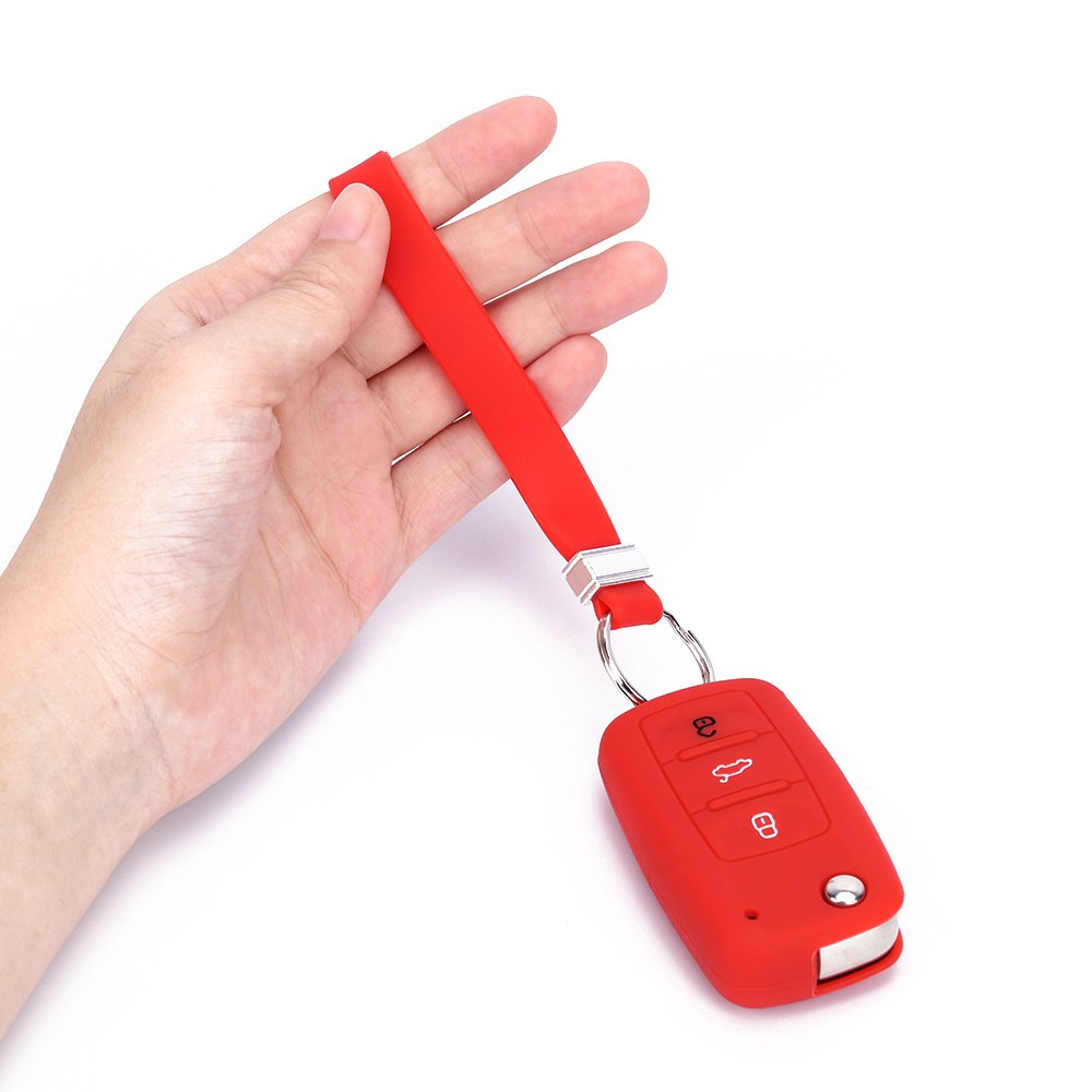 Promotional Gift Eco-friendly Soft Silicone Belt Bracelet Key Ring Wristband Keychain
